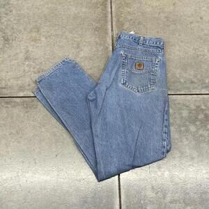 vintage carhartt faded blue relaxed baggy fit jeans size 34 x 34